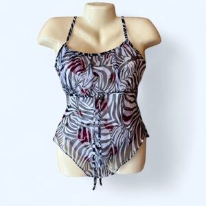 Vintage EVOLUTION NOT REVOLUTION Zebra Print Tank Top - Black, White, Red